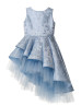Light Blue Jacquard Asymmetrical Flower Girl Dress